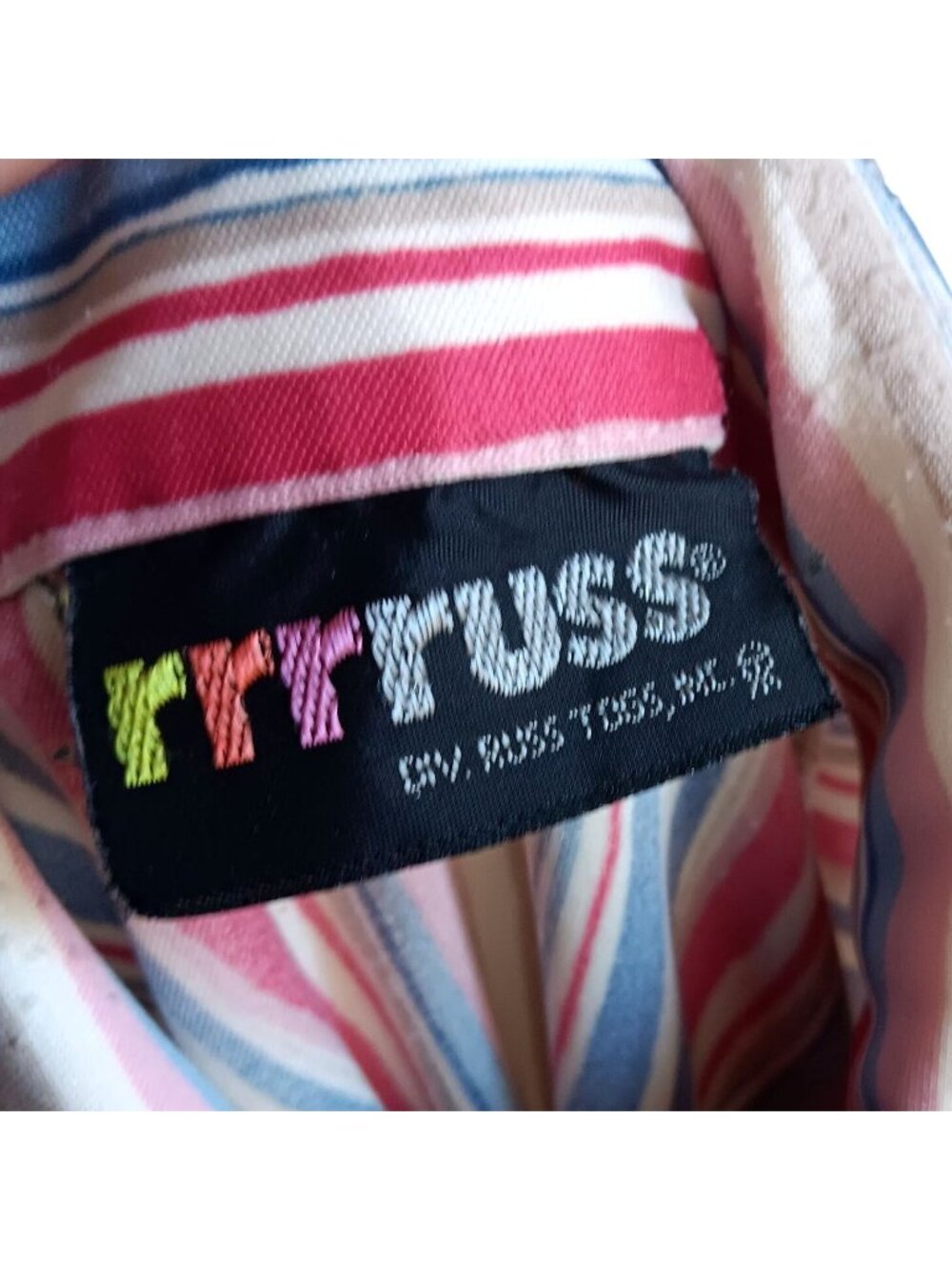 True Vintage Top Medium 1970's Fuss Striped Button-Up Shirt Stretch Polyester